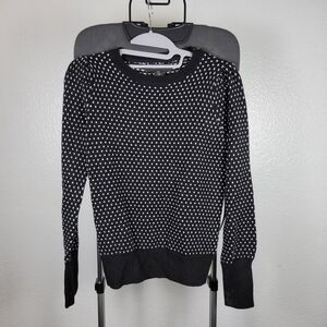 Tahari Womens Sweater Size Black White Polka Dot Pullover Top Puff Sleeve Sz XS